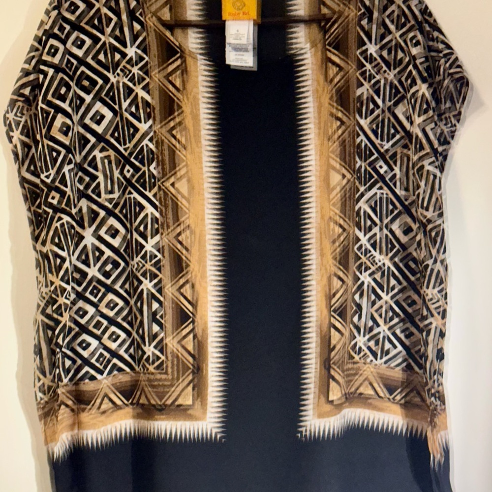 Ruby Rd Geometric Print Blouse Small Black Tan Sh… - image 7
